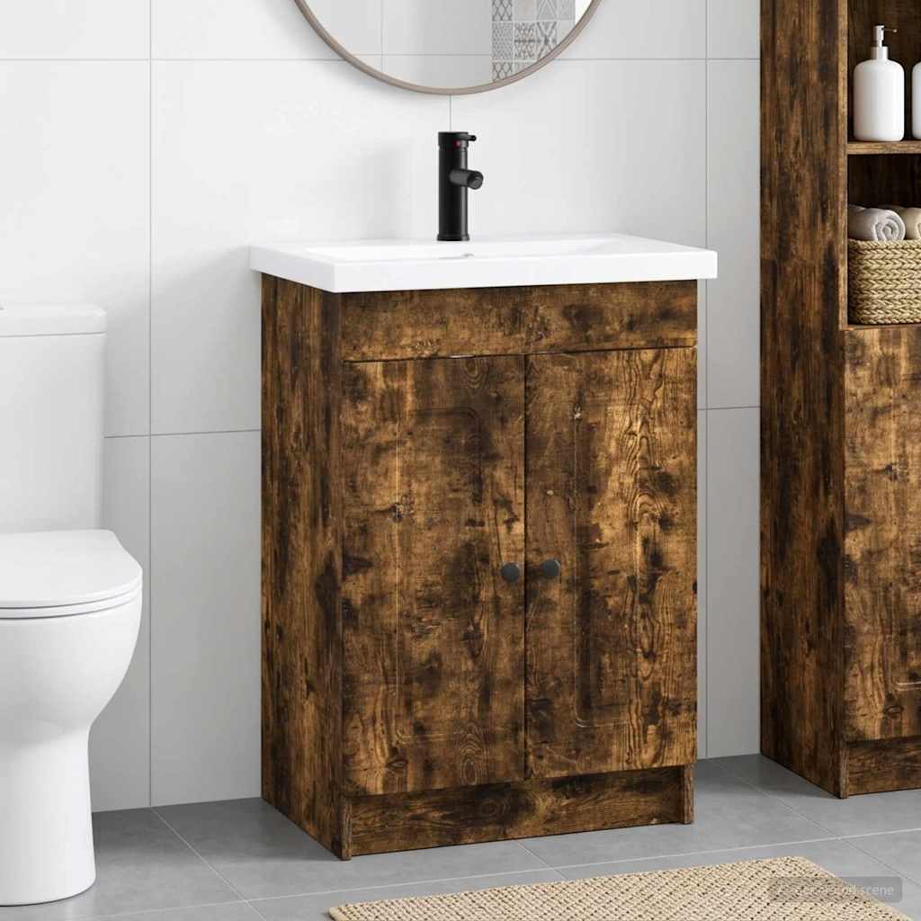 Badrumsmöbelset Rökt ek 78,5 x 37,5 x 81 cm Konstruerat trä