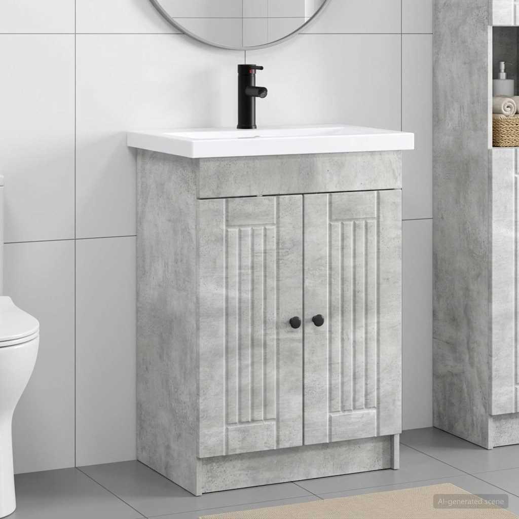 Badrumsmöbelset Betonggrå 56 x 37,5 x 81 cm Konstruerat trä