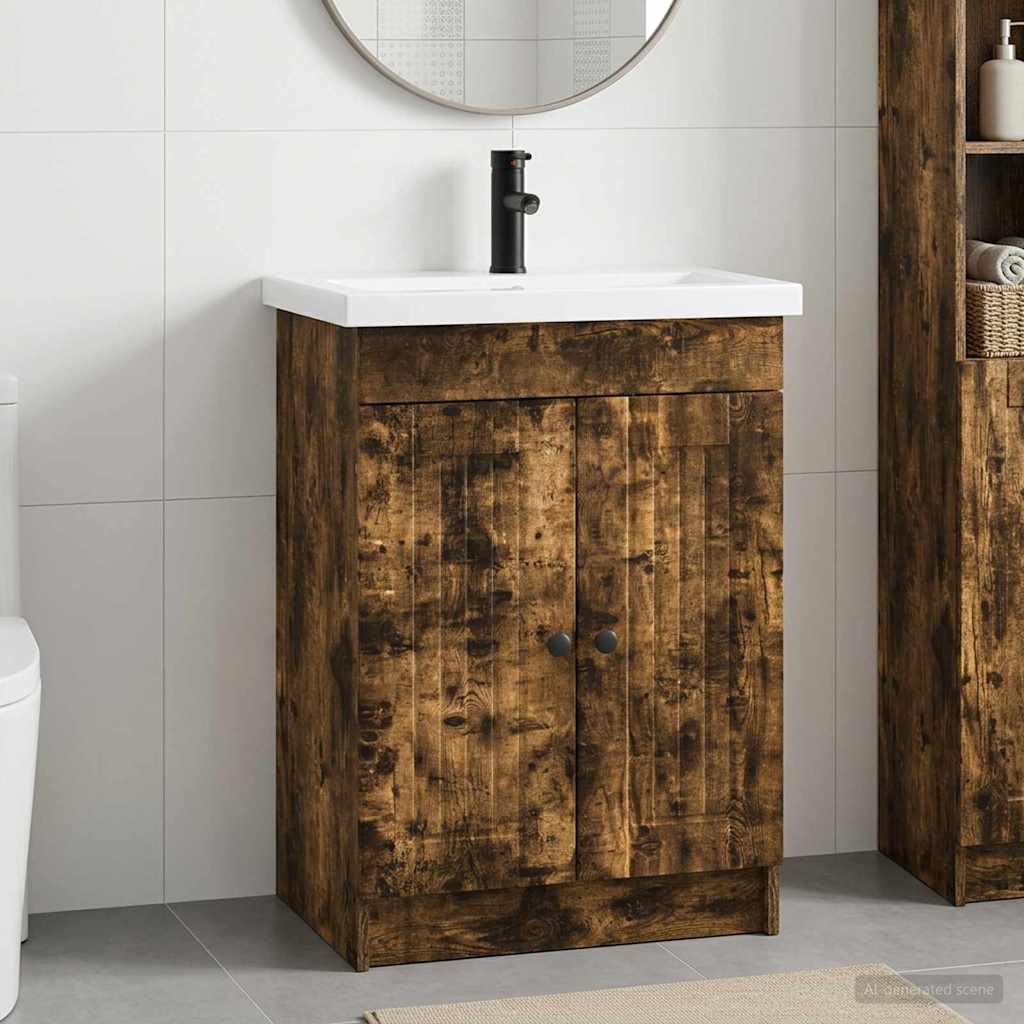 Badrumsmöbelset Rökt ek 56 x 37,5 x 81 cm Konstruerat trä