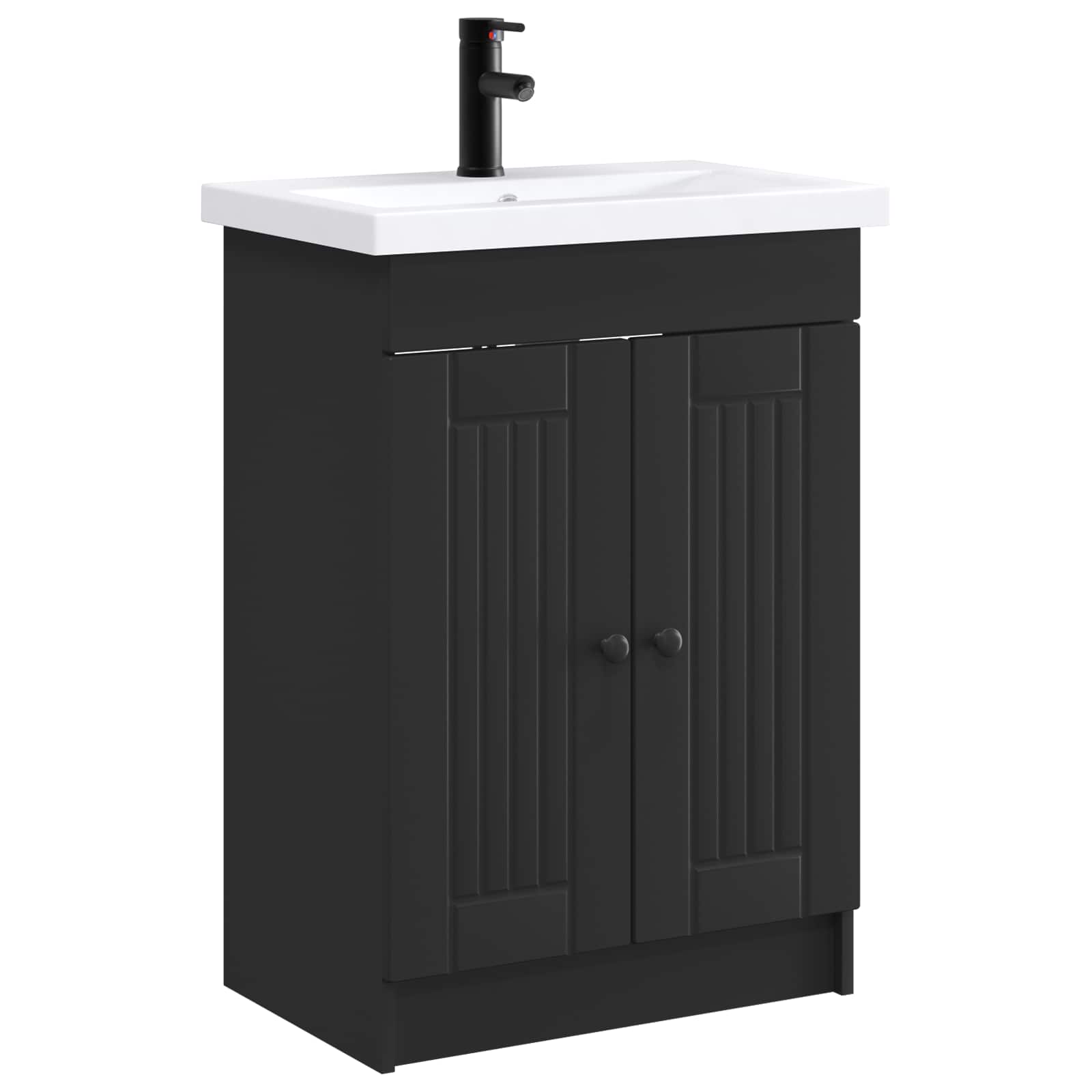 Badrumsmöbelset Svart 78,5 x 37,5 x 81 cm Konstruerat trä