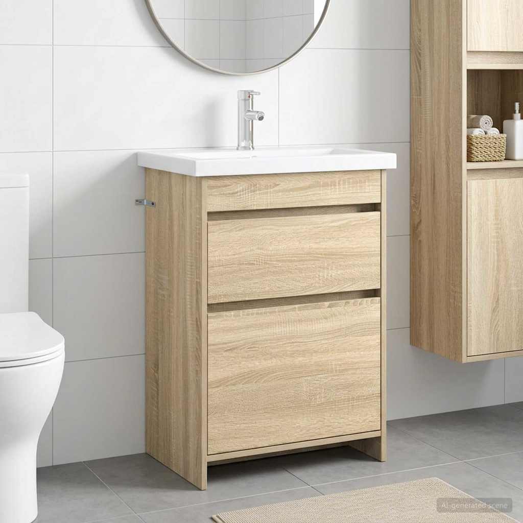 Badrumsmöbelset Sonoma-ek 61 x 40 x 84,5 cm Konstruerat trä