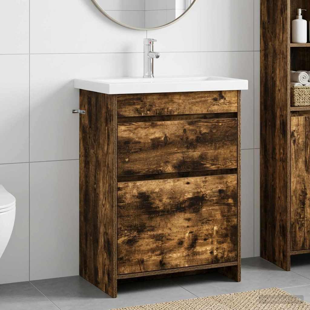 Badrumsmöbelset Rökt ek 61 x 40 x 84,5 cm Konstruerat trä