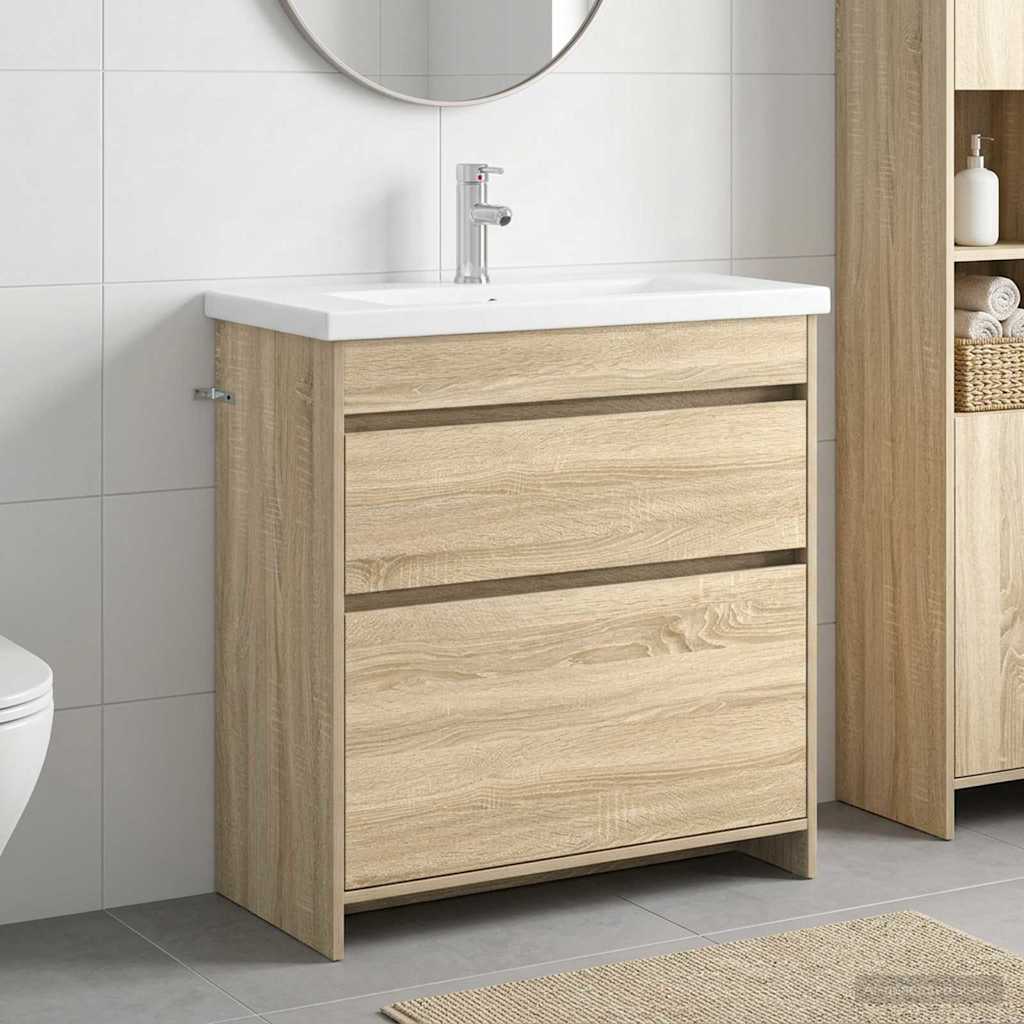 Badrumsmöbelset Sonoma-ek 81 x 40 x 84,5 cm Konstruerat trä