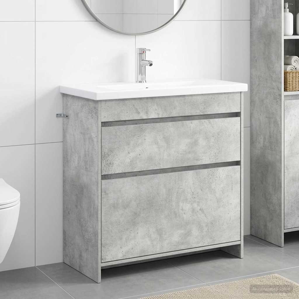 Badrumsmöbelset Betonggrå 81 x 40 x 84,5 cm Konstruerat trä