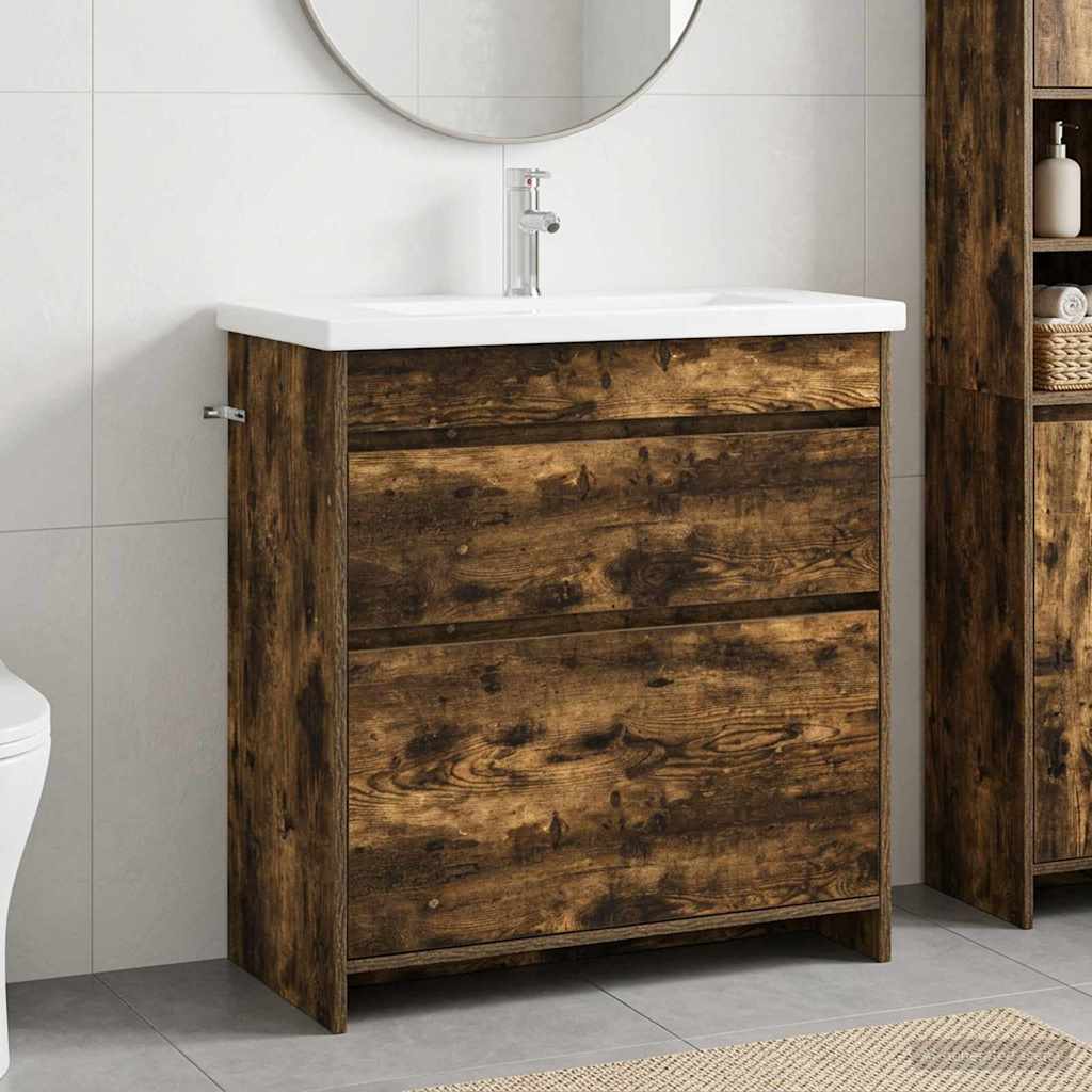 Badrumsmöbelset Rökt ek 81 x 40 x 84,5 cm Konstruerat trä
