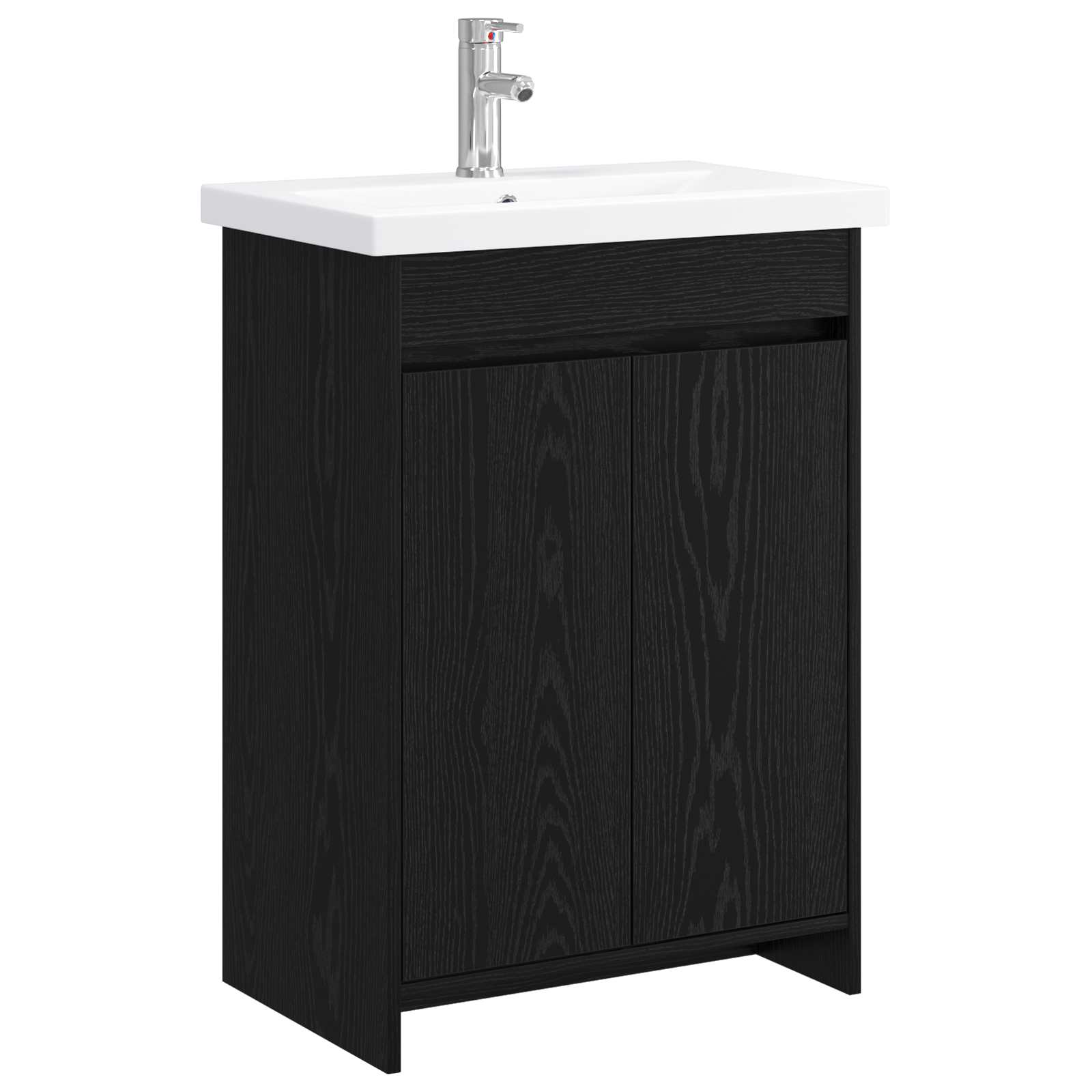 Badrumsmöbelset Svart ek 61 x 40 x 84,5 cm Konstruerat trä