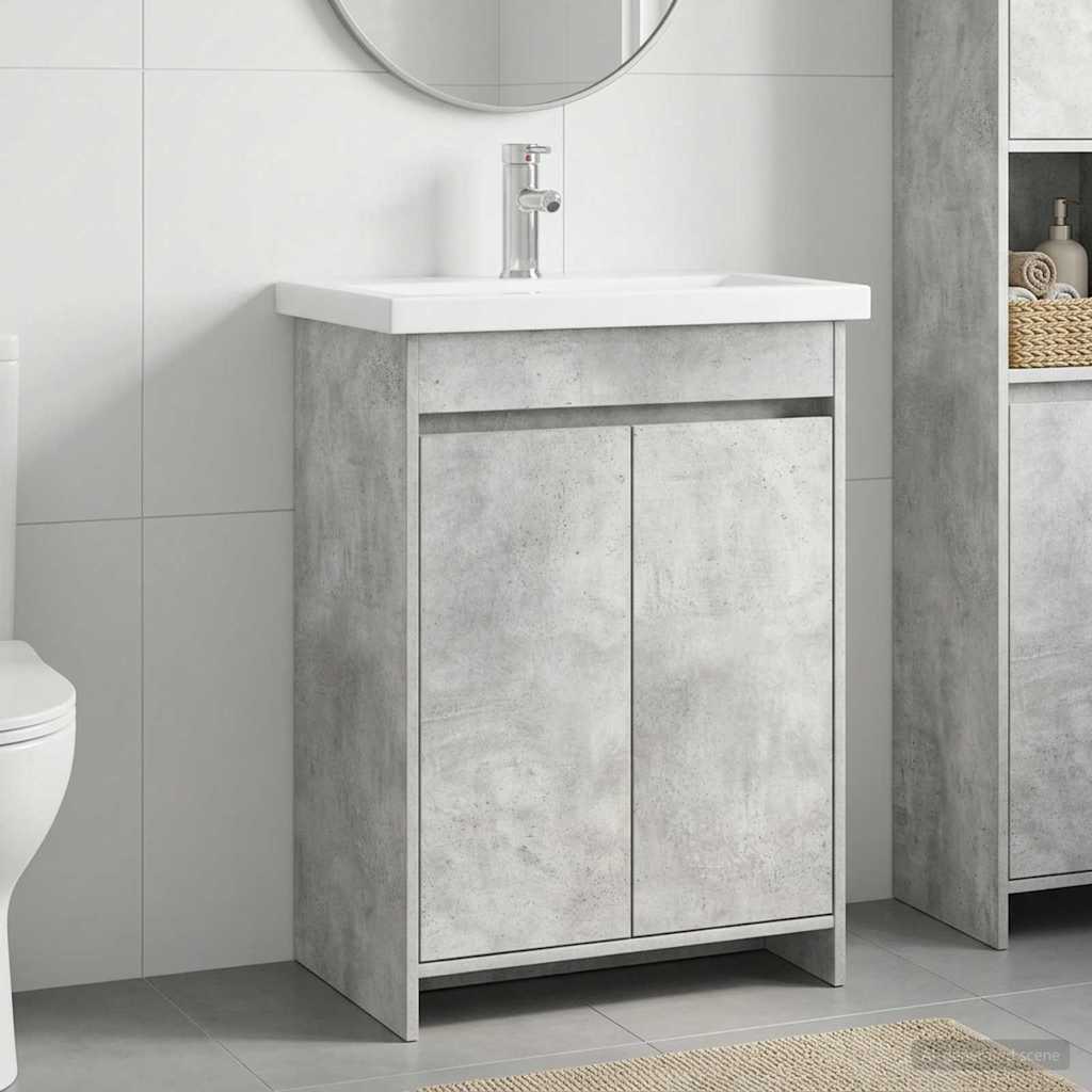 Badrumsmöbelset Betonggrå 61 x 40 x 84,5 cm Konstruerat trä