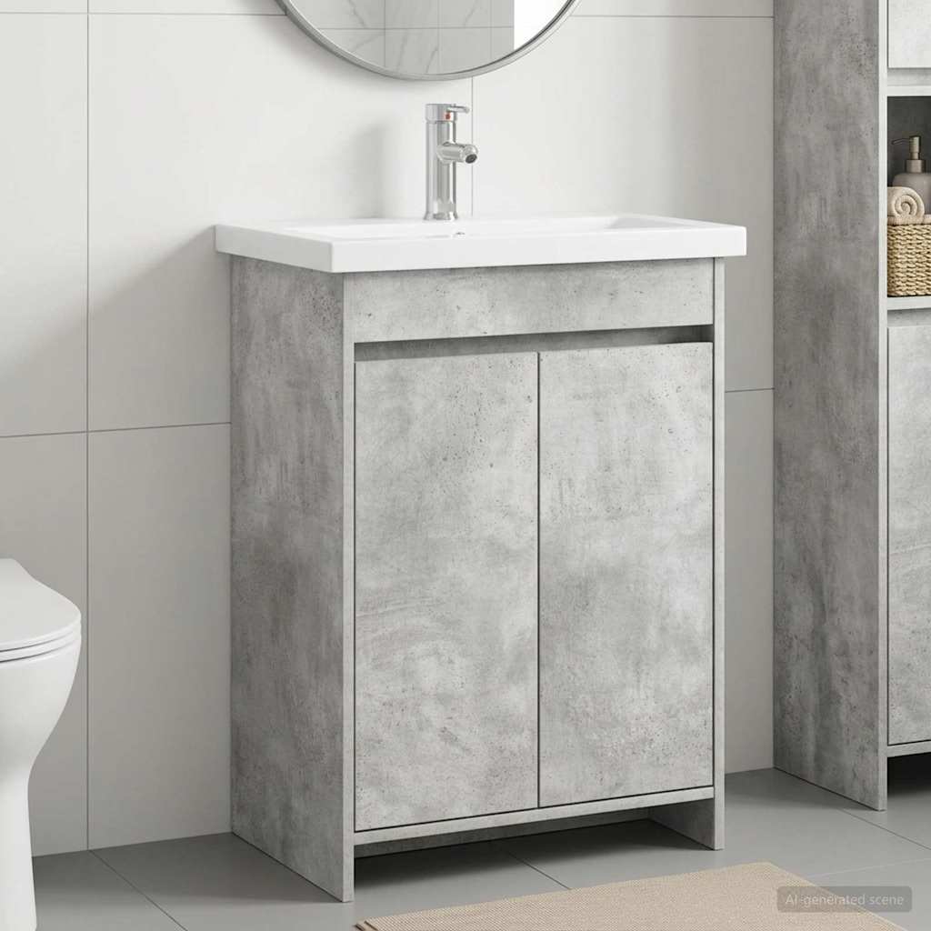 Badrumsmöbelset Betonggrå 81 x 40 x 84,5 cm Konstruerat trä