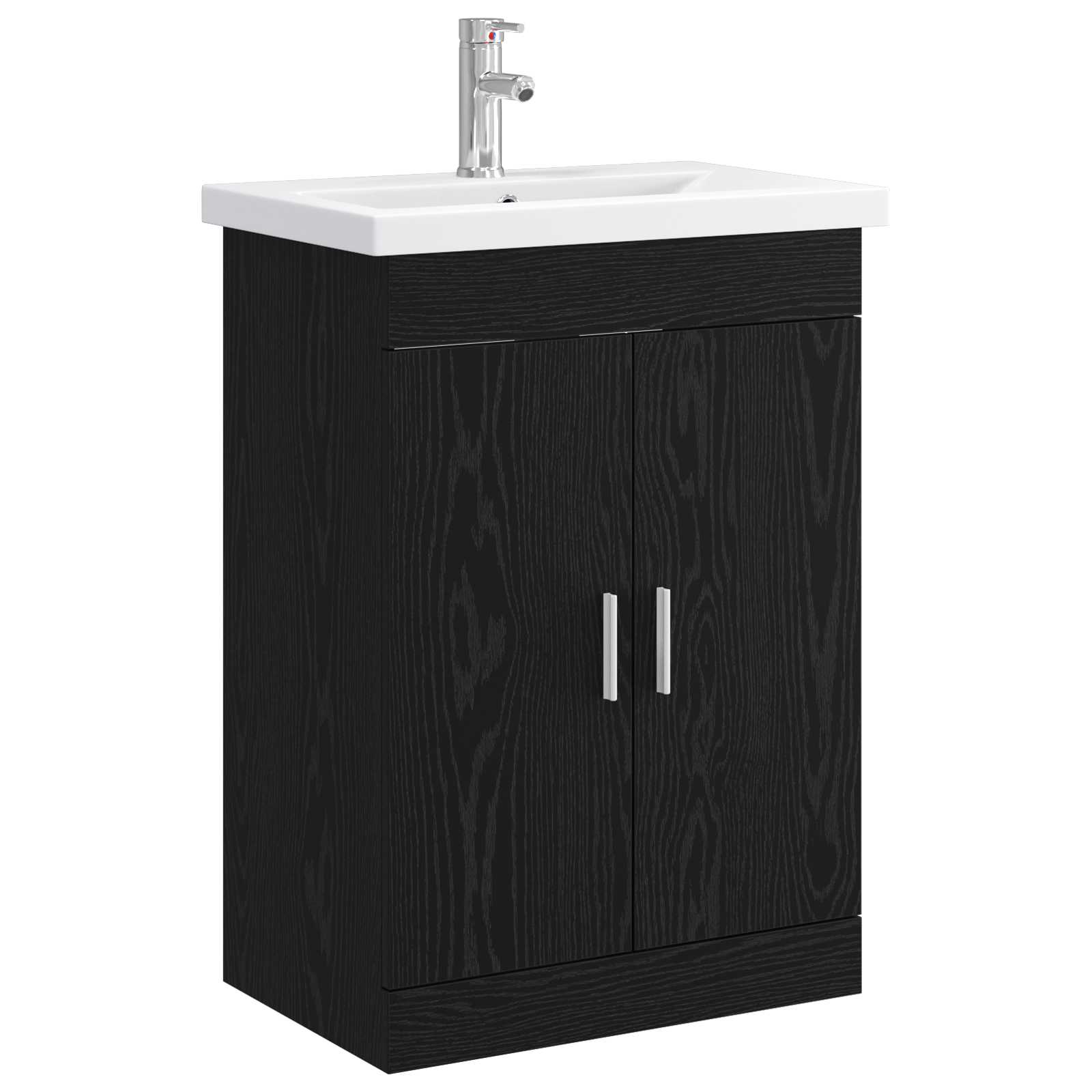Badrumsmöbelset Svart ek 61 x 40 x 84,5 cm Konstruerat trä