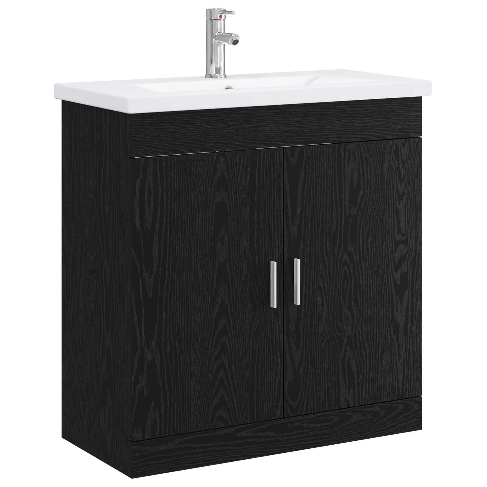 Badrumsmöbelset Svart ek 81 x 40 x 84,5 cm Konstruerat trä