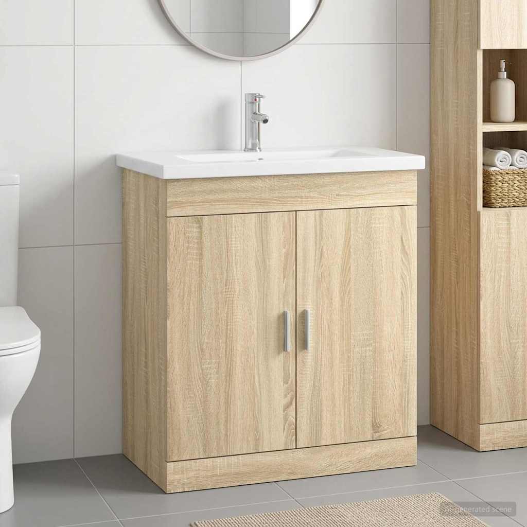 Badrumsmöbelset Sonoma-ek 81 x 40 x 84,5 cm Konstruerat trä
