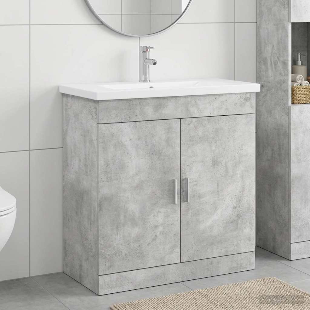 Badrumsmöbelset Betonggrå 81 x 40 x 84,5 cm Konstruerat trä