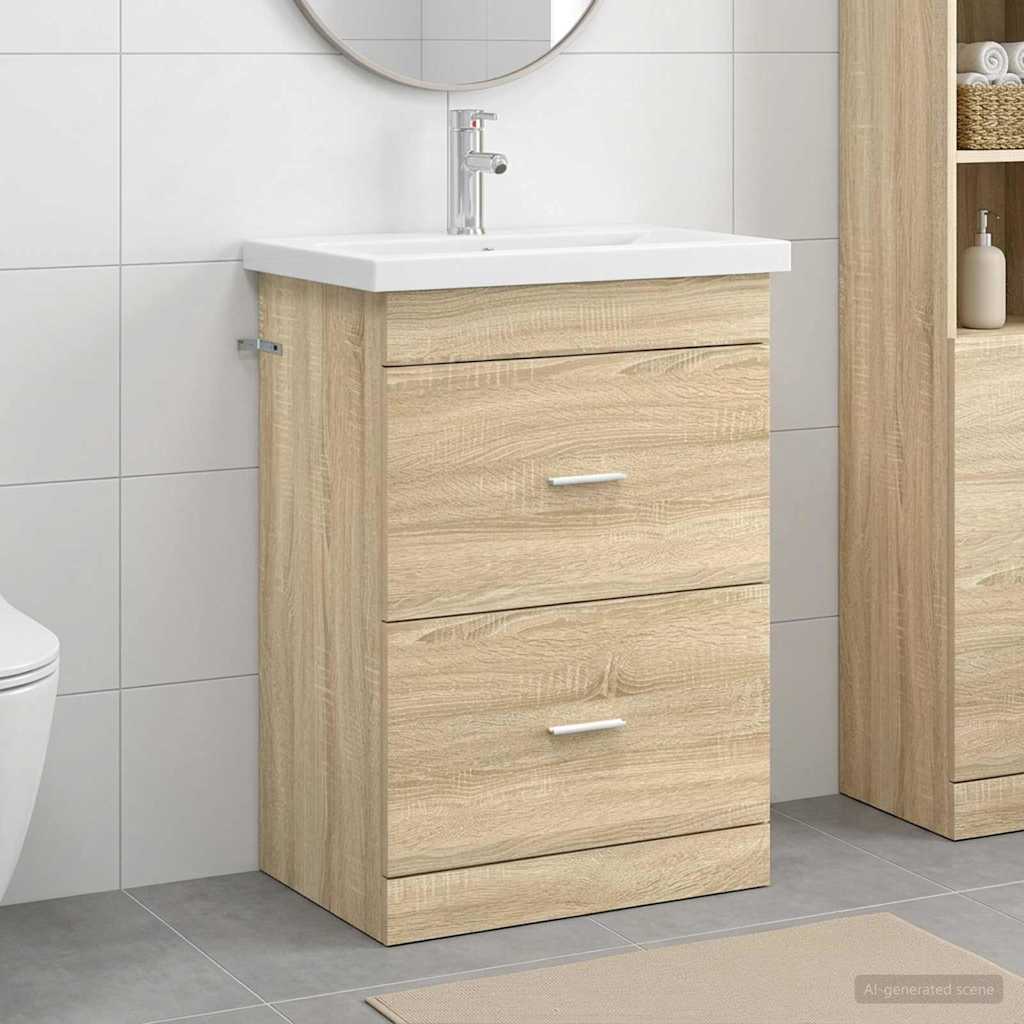 Badrumsmöbelset Sonoma-ek 61 x 40 x 84,5 cm Konstruerat trä