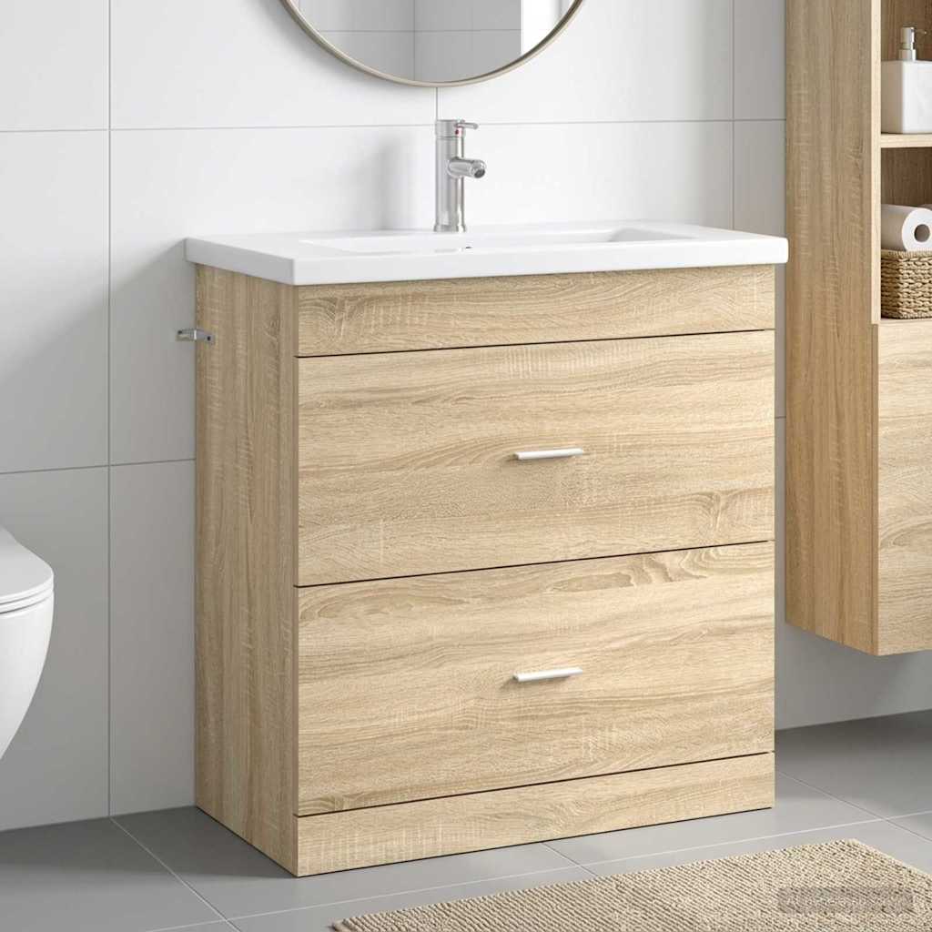 Badrumsmöbelset Sonoma-ek 81 x 40 x 84,5 cm Konstruerat trä