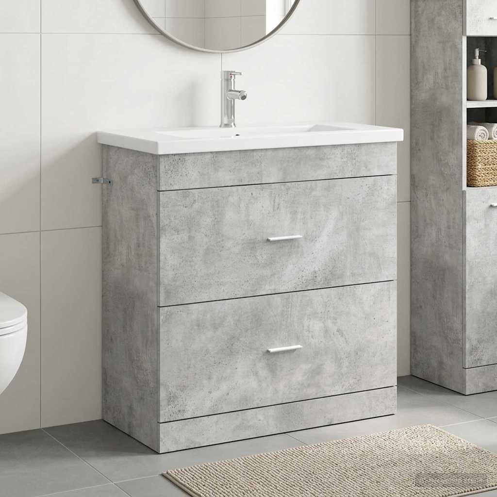 Badrumsmöbelset Betonggrå 81 x 40 x 84,5 cm Konstruerat trä
