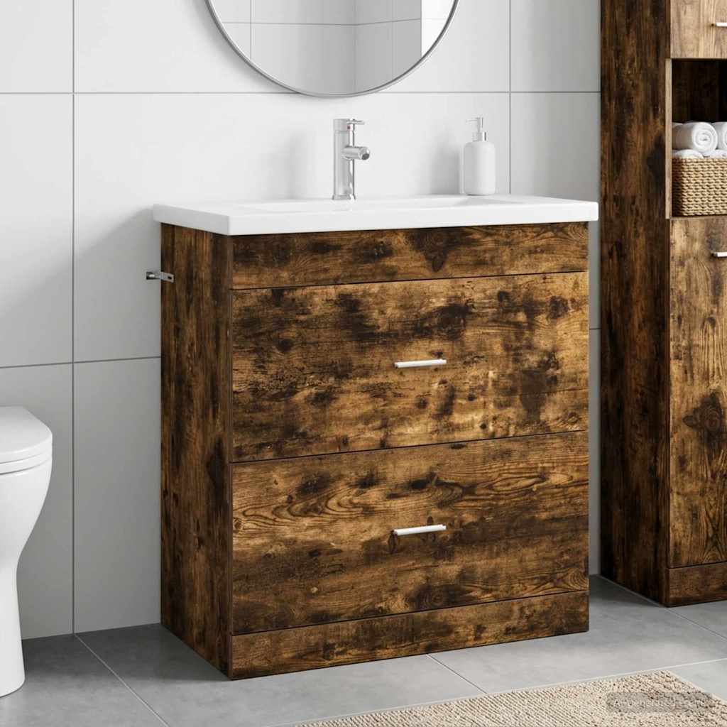 Badrumsmöbelset Rökt ek 81 x 40 x 84,5 cm Konstruerat trä