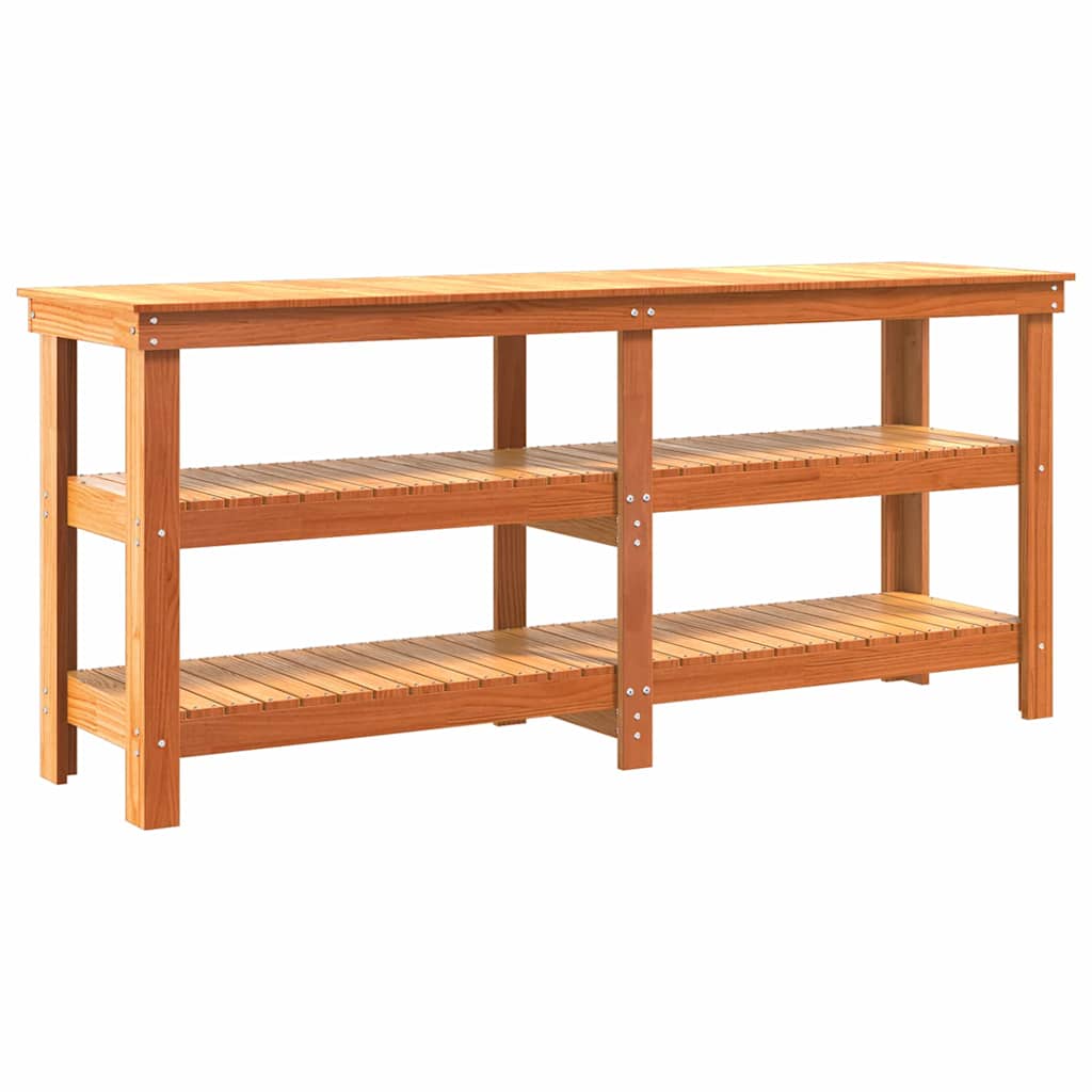 Arbetsbänk med hylla Vaxbrun 181,5 x 50 x 80 cm Massiv furu
