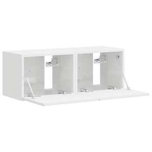 TV Vägghylla Väggmonterad 2 pcs Glansig Vit 60 x 31 x 29.5 cm