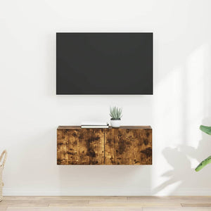 TV Vägghylla 2 pcs Rökt ek 60 x 31 x 29.5 cm Konstruerat trä