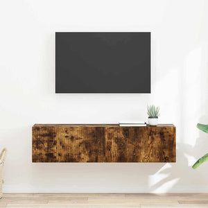 TV Vägghylla 2 pcs Rökt ek 60 x 31 x 29.5 cm Konstruerat trä
