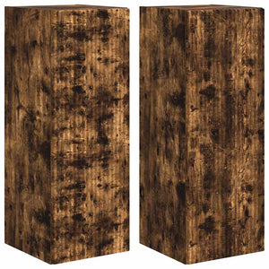 TV Vägghylla 2 pcs Rökt ek 30 x 31 x 80 cm Konstruerat trä