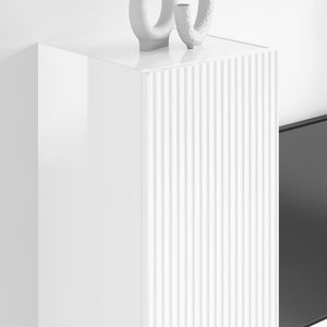 TV Vägghylla Glansig Vit 30 x 31 x 100 cm Konstruerat trä