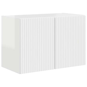 TV Vägghylla Högblanka vita 59,5 x 31 x 40 cm Konstruerat trä