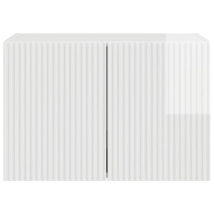 TV Vägghylla Högblanka vita 59,5 x 31 x 40 cm Konstruerat trä