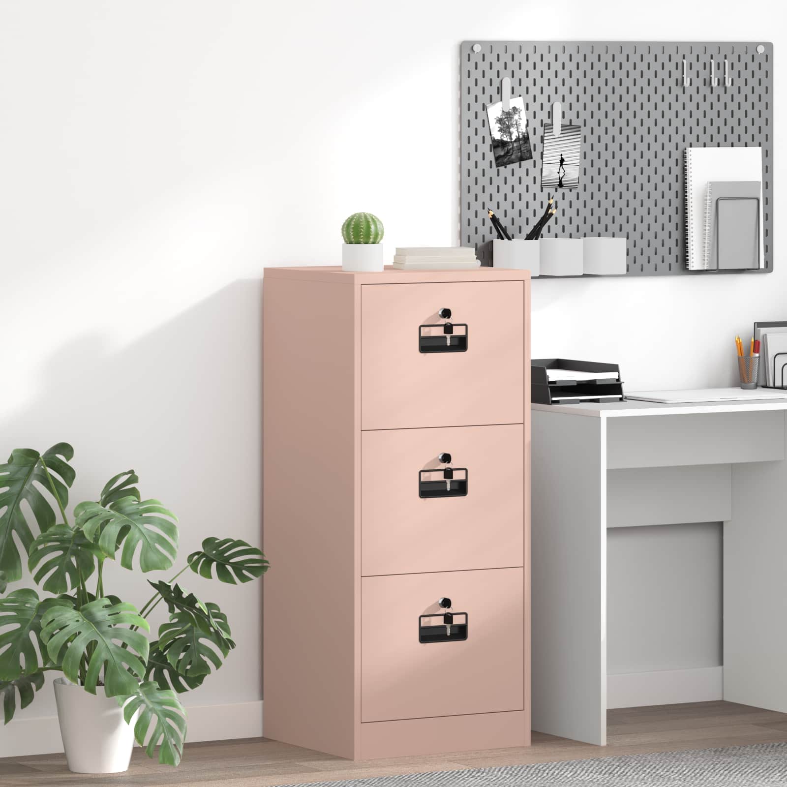 Arkivkåp med låda Rosa 45,5 x 42 x 106,5 cm Kallvalsat Stål