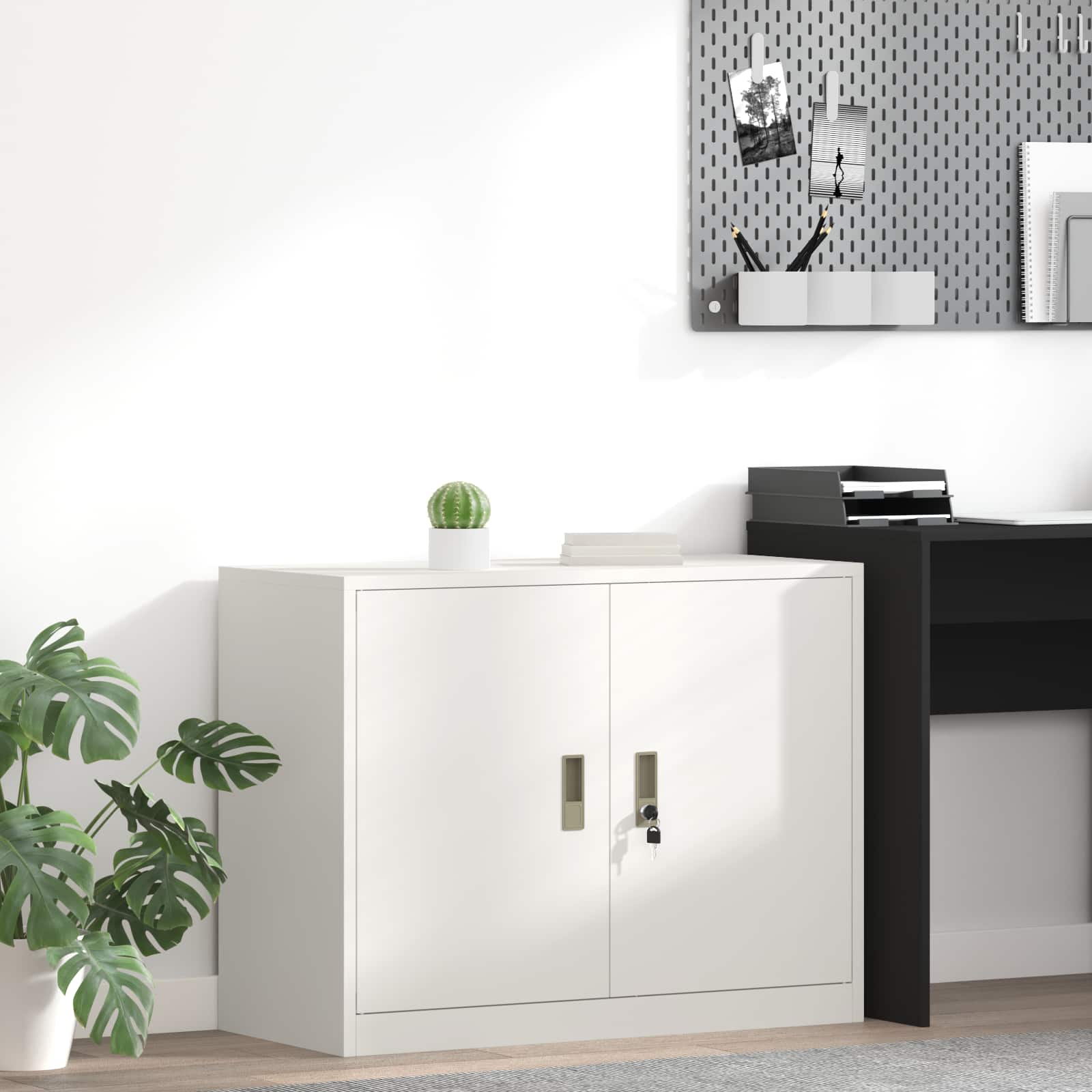 Förvaringsskåp Vit 90 x 40 x 70 cm Stål