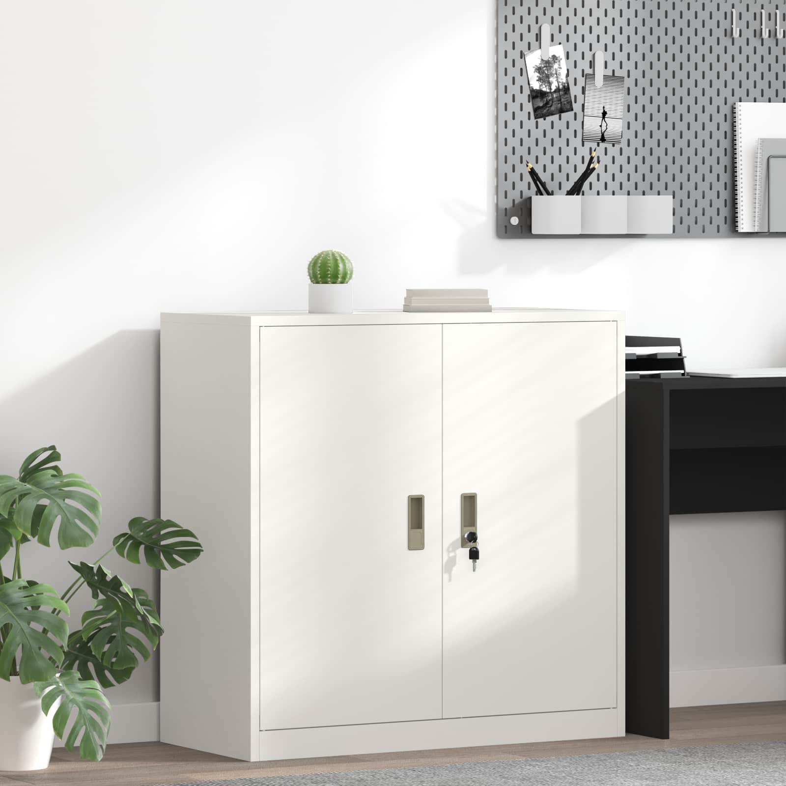 Förvaringsskåp Vit 90 x 40 x 90 cm Stål