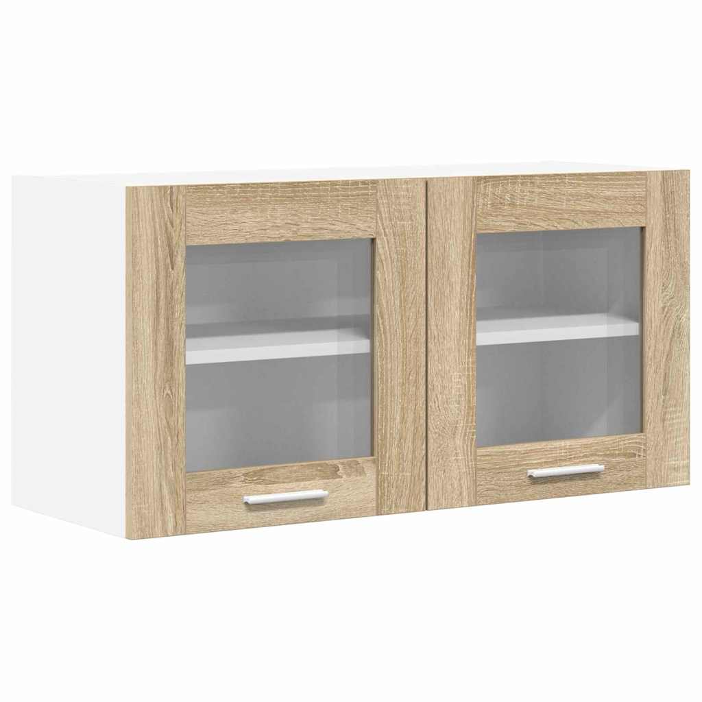 Hängande skåp Sonoma ek och vit 80 x 31 x 40 cm Konstruerat trä