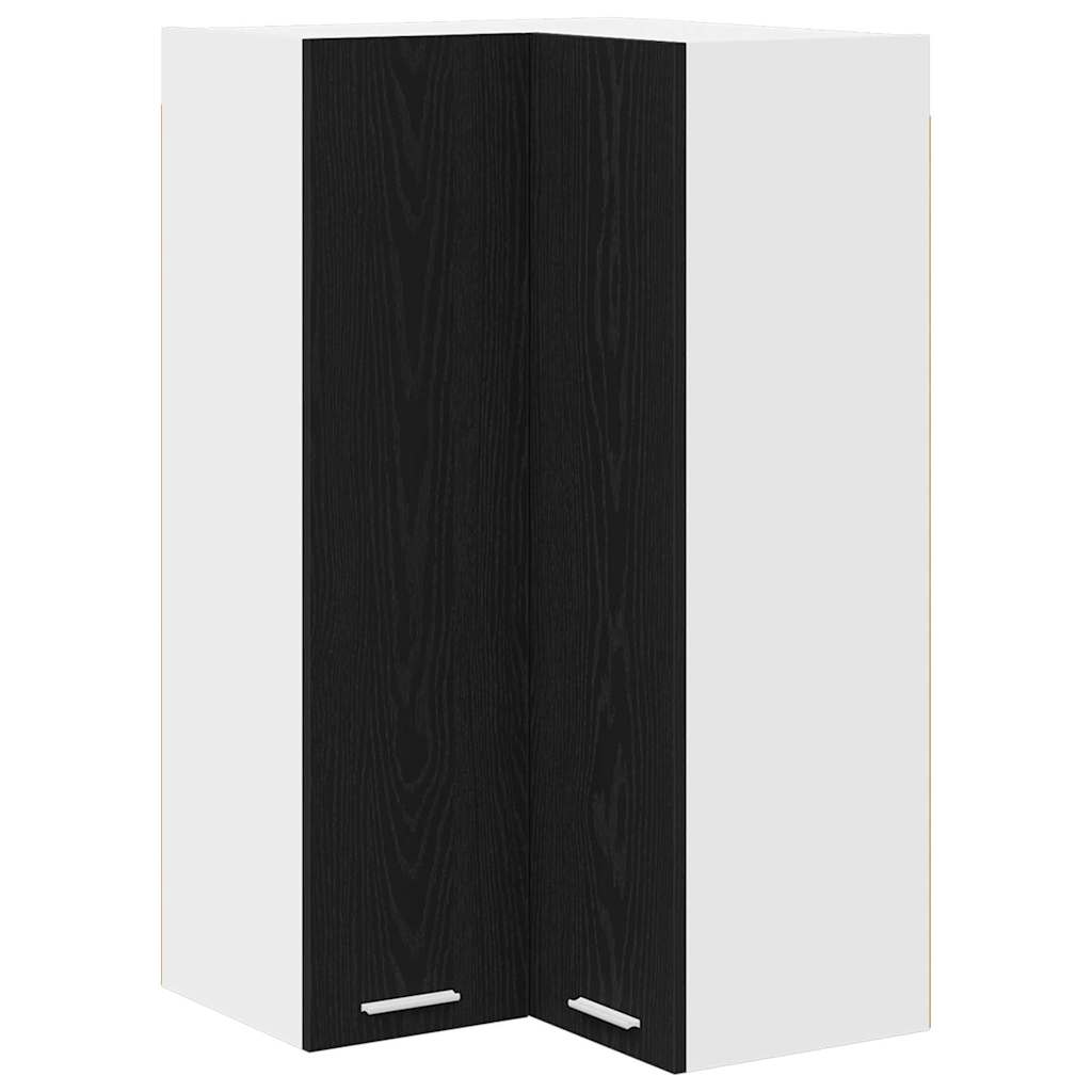 Hängande skåp Svart ek och vit 57 x 57 x 100 cm Konstruerat trä