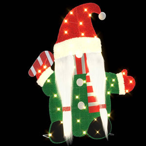 Belyst Tomte med 60 LED-lampor Varmvit 71 x 64 cm Glittertyg