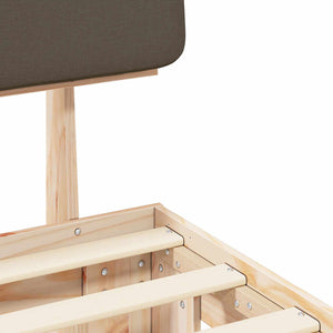 Sängram med Klädd Huvudgavel Taupe 180 x 200 cm Massiv furu