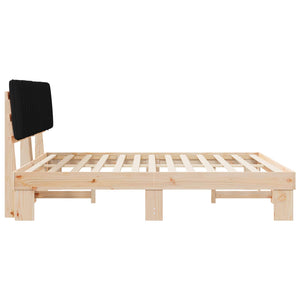 Sängram med Klädd Huvudgavel Svart 180 x 200 cm Massiv furu