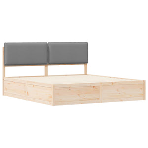 Sängram med Klädd Huvudgavel Ljusgrå 180 x 200 cm Massiv furu