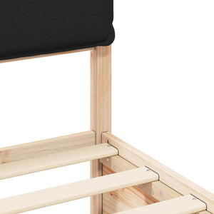 Sängram med Klädd Huvudgavel Svart 150 x 200 cm Massiv furu