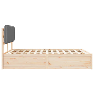 Sängram med Klädd Huvudgavel Ljusgrå 140 x 190 cm Massiv furu