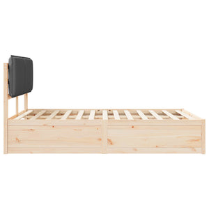 Sängram med Klädd Huvudgavel Mörkgrå 135 x 190 cm Massiv furu