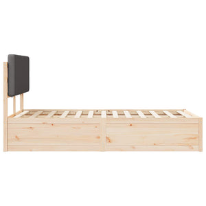 Sängram med Klädd Huvudgavel Mörkgrå 160 x 200 cm Massiv furu