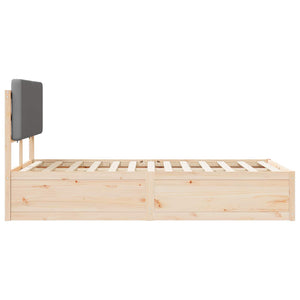 Sängram med Klädd Huvudgavel Ljusgrå 135 x 190 cm Massiv furu