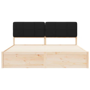 Sängram med Klädd Huvudgavel Svart 180 x 200 cm Massiv furu