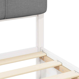 Sängram med Klädd Huvudgavel Ljusgrå 180 x 200 cm Massiv furu