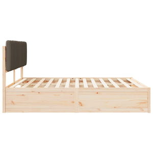 Sängram med Klädd Huvudgavel Taupe 180 x 200 cm Massiv furu