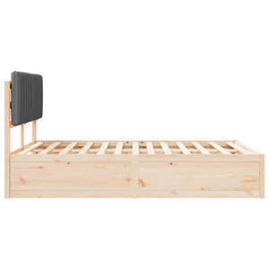 Sängram med Klädd Huvudgavel Mörkgrå 140 x 190 cm Massiv furu