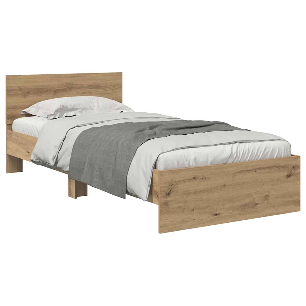 Sängram med huvudgavel Artisan Ek 90 x 190 cm Konstruerat trä