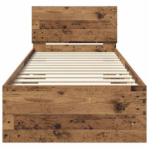 Sängram med huvudgavel Gammalt trä 75 x 190 cm Konstruerat trä