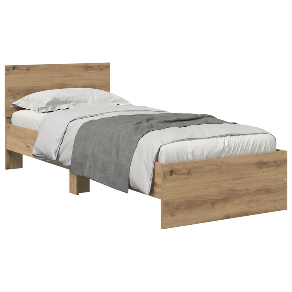 Sängram med huvudgavel Artisan Ek 75 x 190 cm Konstruerat trä