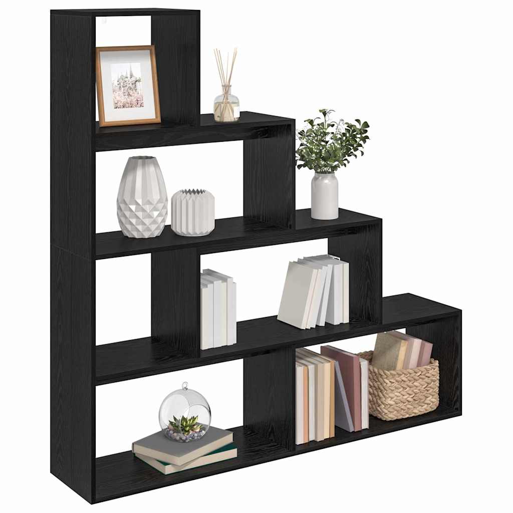 Rumsavdelare Bokhylla Svart Ek 143,5 x 29 x 143,5 cm